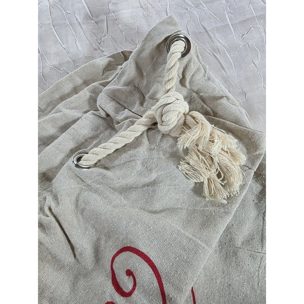 Christmas Santa Sack Red Truck Dogs Believe Magic Season Burlap Drawstring Bag